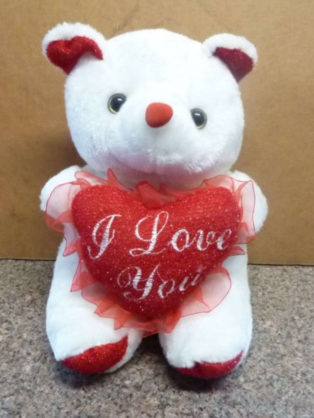 Teddy Bear Plush w/ Red Heart I Love You gift for Special Person. 10 inch Seated